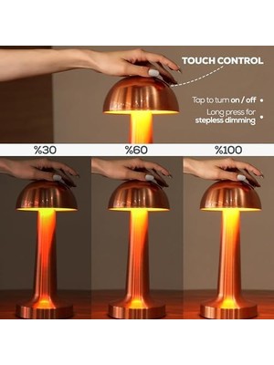 Ecosell Yemek Masası Lambası Şarjlı Otel Restoran Masa Lambası Dimmerli Dekoratif Lizbon Dokunmatik Sunum Lambası 3 Kademeli Işık Modu Restaurant Masa Üstü Lamba