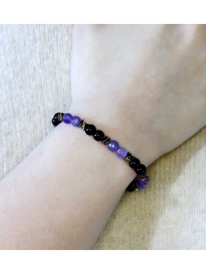 Esha Store Doğal Taş Ametist Hematit Doğal Taş Kadın Doğal Taş Bileklik EUB13AMTH2