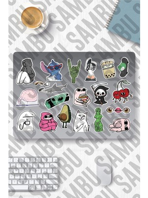 Ecosell Internet Temalı Etiket Seti 2 - Meme - Laptop Notebook Telefon