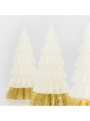 Ecosell - Ivory Tree Candles - Krem Renk Ağaç Mumlar (3'lü)