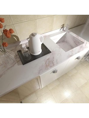 Ecosell Kendinden Yapışkanlı Mermer Kağıdı, 45 cm x 300 cm Su Geçirmez Film, Kolay Uygulanır Çıkarılabilir Yüzey Kaplama, بديل الرخام, Mutfak Tezgahı ve Dolap Yenileme Için Mükemmel Çözüm