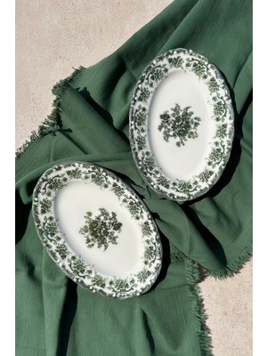 Antique Green 2'li 20 cm Porselen Kahvaltılık Kayık Sunum Seti