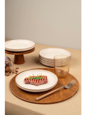 Şık 6'lı 19 cm Düz Tabak Takımı, Tarçın Renkli, Günlük Kullanım Için Ideal