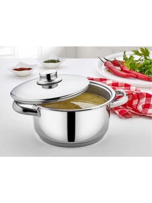 Derin 18 cm Paslanmaz Çelik Tencere, Sağlam ve Şık Mutfak Gereci