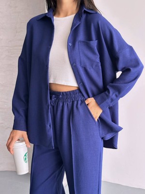 Ella Stylee Gömlek Pantolon Keten Ikili Takım