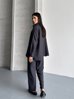 Ella Stylee Gömlek Pantolon Keten Ikili Takım