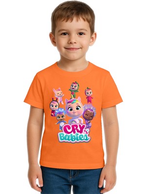 Sedirli Unisex Cry Babies Baskılı Çocuk Tişört Pamuklu Penye Kumaş