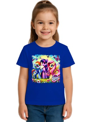 Sedirli Unisex My Little Pony Baskılı Çocuk Tişört Pamuklu Penye Kumaş