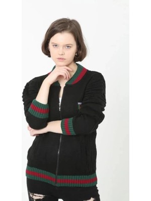 Modatıkla Tam Fermuarlı Triko Hırka - Siyah