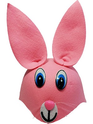 Pembe Renk Kulaklı Tavşan Şapkası Hayvan Şapkası