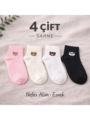 Güçlü Çorap 4 Lü Ayıcık Desenli Çocuk /kadın Çorabı (Pamuklu . nefes alan. esnek)