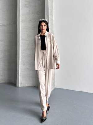 Ella Stylee Gömlek Pantolon Keten Ikili Takım