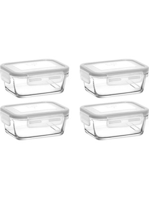 Cam Saklama Kabı 4’lü Set Beyaz 400CC, Pratik ve Şık Saklama Çözümü