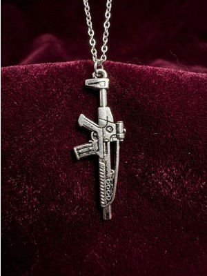 Meneva Aksesuar Gümüş Rengi Tüfek Figürlü Kolye