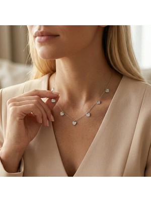 Vaoov 925 Ayar Gümüş Rodyum Kaplama Kalp Şans Kolyesi