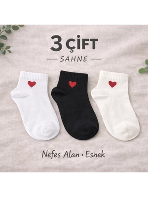 Güçlü Çorap 3 Lü Kalpli Genç/ Kadınçorap (Pamuklu, esnek, nefes alan)