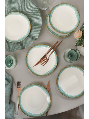 Turkuaz Wave Ege Pasta Tabağı 20 Cm, 6'lı Set, Şık ve Modern Tasarım