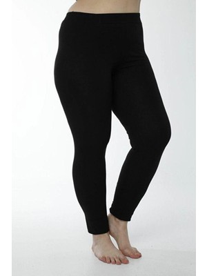 Tusebu Kadın Büyük Beden Siyah Yüksek Bel Esnek Penye Basic Tayt