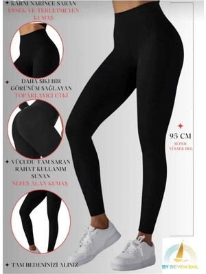 Moa Socks Kadın Siyah Yüksek Bel Toparlayıcı Tayt Yüksek Kalite Spor ve Günlük Kullanım Tayt