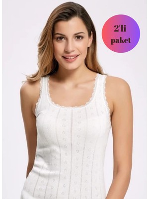 Gawzera 2'li Jakarlı , %100 Pamuk, Esnek ve Rahat , Geniş Askılı Kadın Atlet