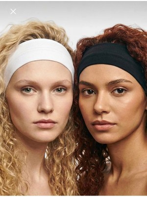 Yurish Kadın Esnek Saç Bandana Saç Bandı 2'li Siyah Beyaz Saç Bant Seti