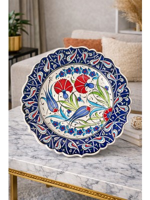 El Yapımı Iznik Çini Tabak 30 x 30 cm Dekoratif Osmanlı Motifli Tabak
