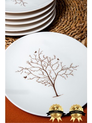 Şık 6'lı Porselen Pasta Tabağı Seti, Zarif ve Dayanıklı Tasarım