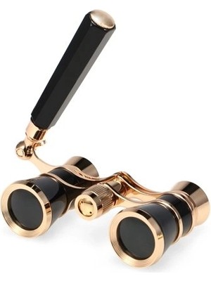 Derin Stok Nefis Işlemeli, Tiyatro / Opera Dürbünü 3X25 Prinç Metal Kaplamalı Siyah