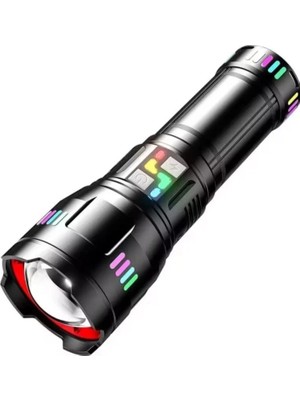 Derin Stok F-3002 Alüminyum Tg LED Gece Şeritli Type-C Şarjlı El Feneri