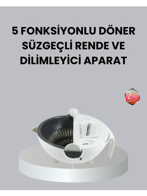 Derin Stok Döner Mekanizmalı 5’ı 1 Arada Süzgeçli Rende Sebze Meyve Doğrama Cihazı