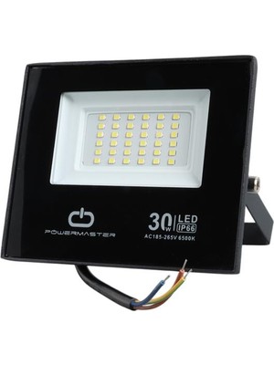 Derin Stok PM-22585 30 Watt - 220 Volt 6500K IP66 150* Işık Açısı Siyah Slim Kasa LED Projektör