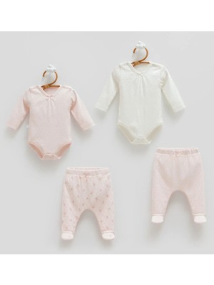 Caramell All Tıme Gırl Body Pantolon 4lü Set - Pembe - 50-56 cm Pembe