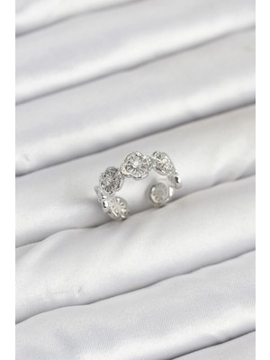 Sb Shopping Pirinç Gümüş Renk Yonca Model Kadın Yüzük