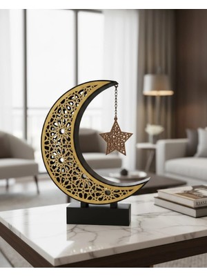Lowell Home 3D Hilal Yıldız Masa Üstü Dekor 23X23 cm Ramazan Konsept Tasarım