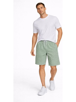 Nemere Erkek Pötikareli Şort – Beli Lastikli Bağcıklı, Cepli, Rahat Kesim Günlük Yazlık Şort - M