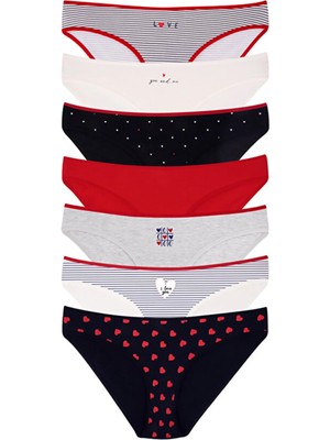 Tusebu 7'li Ekonomik Fırsat Paketi Karışık Renkli Desenli Pamuklu Slip Külot