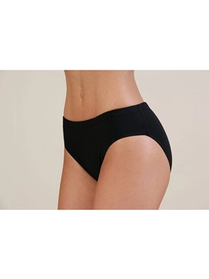 Tusebu Kadın Siyah Basic Külot Orta Bel Rahat Kalıp Günlük Iç Çamaşırı 3’lü Paket