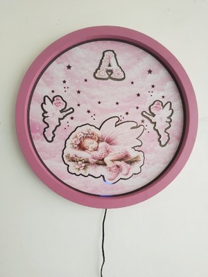 Nilisis Ayna Özel Tasarım Çocuk Odası Lambası, Çocuk Odası LED Duvar Aydınlatması 40 Cm, Kişiye Özel Harf