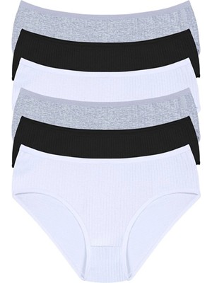 Tusebu 6'lı Ribana Kadın Külot Seti Çok Renkli