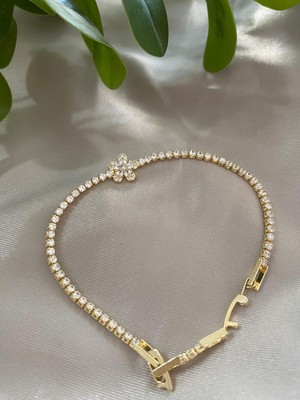 Gold Papatya Detay Zirkon Bileklik