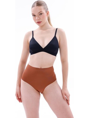 İlkyaz Fashion Ieg™ Kahverengi Mı  2704 Lazer Kesim Yüksek Bel Hayalet Külot