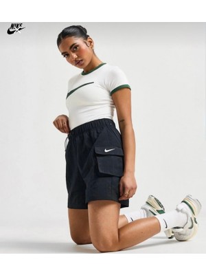 Nike Sportswear Essential Woven 13 cm Yüksek Belli Siyah Kadın Şort DM6247-010
