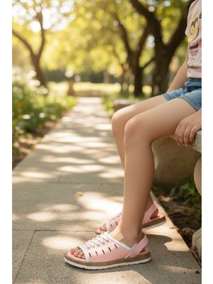 Enoch Bağcık Detaylı ve Yan Pencereli Sportif Görünümlü Çocuk Sandalet