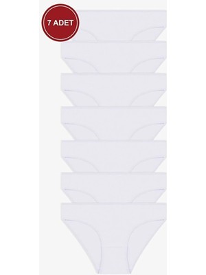 Tusebu 7’li Kadın Külot Seti Beyaz Basic Slip Rahat Kalıp