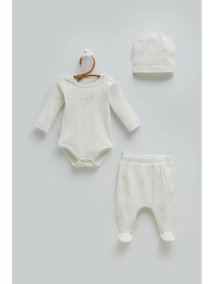 Caramell Love Tıme Kız Bebek Body Pantolon Şapka Üçlü Set - Yeşil - 62-68 cm Yeşil