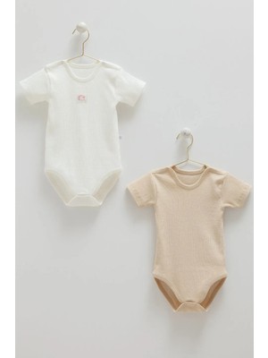 Caramell Basıc Kaşkorse Yarım Kol Kız Ikili Body - Bej - 74-80 cm Bej