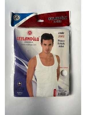 Ceylanoğlu 3'lü Paket %100 Pamuklu Erkek Atlet Seti - Beyaz Penye Fanila