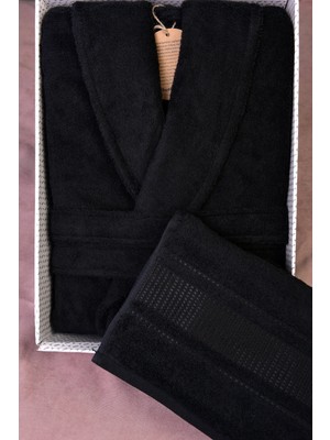 Özdilek Colourist Şalyaka Bornoz Baş Havlusu-Siyah