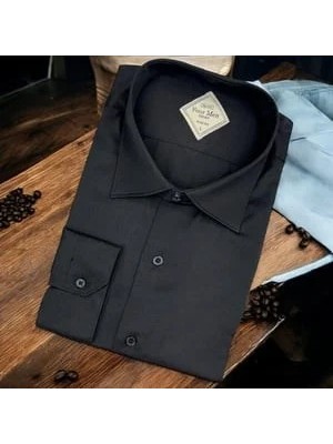 Eren Style Linen Keten Klasik %100 Cotton Uzun Kollu Terletmeyen Siyah Gömlek (Slim Fit)