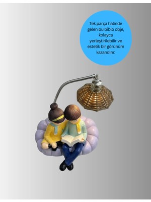 Sb Shopping Kitap Okuyan Çift Figürlü Gece Lambası Romantik Dekoratif Masa Lambası